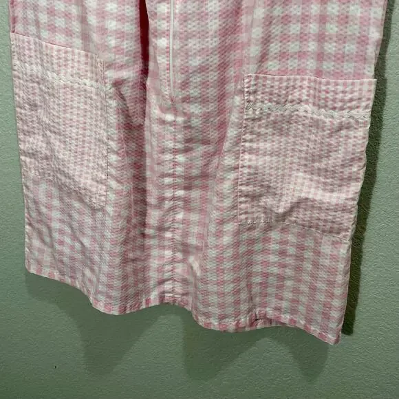 Vintage 1980s Blair Pink & White Gingham Sleeveless House Dress Womens Large - Picture 8 of 10